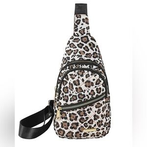 White and Brown Leopard Print crossbody